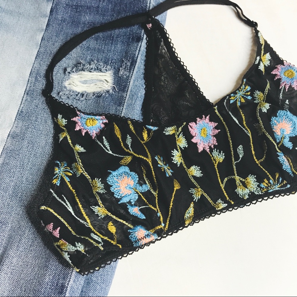 FP Black Embroidered Bralette